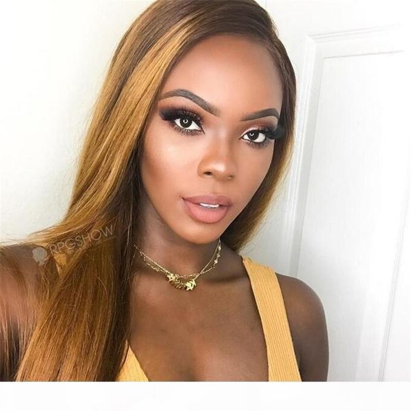 

silky straight glueless lace front human hair wigs peruvian non-remy hair wig #1b#30 color with baby hair part 10-24 inch, Black;brown