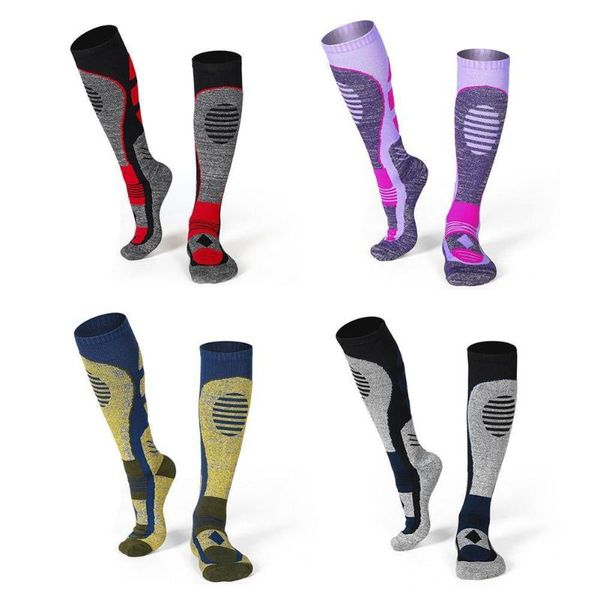 

1 pair ski socks winter compression socks thicken cotton running outdoor accessories warm ski sports anti-sweater kee m2j6, Black
