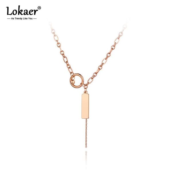 

lokaer original design titanium stainless steel geometry tag pendant necklace for women girl trendy chain & link necklace n20234, Silver