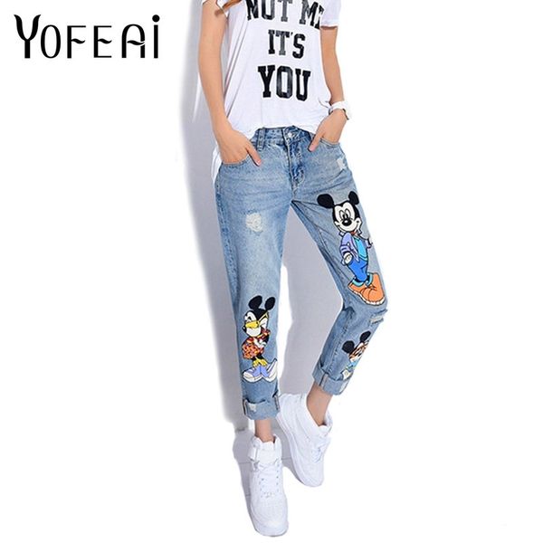 

yofeai jeans women casual denim ankle-length boyfriend pants women print pants casual harem pants female plus size 4xl 5xl y200417, Blue