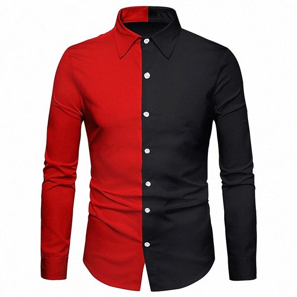 

men's shirt 3d print color block collar street casual 3d print button-down long sleeve casual fashion breathable comfortable black / r, White;black
