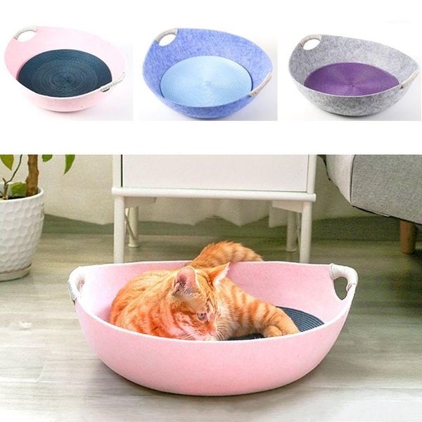 

cat beds house with cool mat felt cloth dog sleeping basket comfortable breathable funny kitten puppy cave1