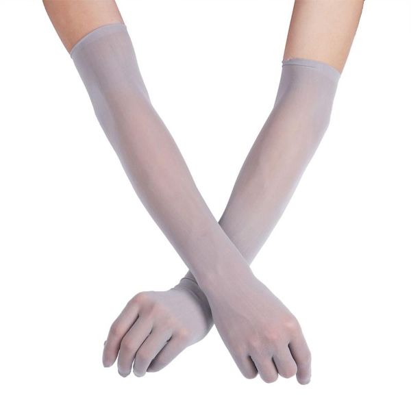 

five fingers gloves outdoor cycling stockings men women full finger long slip on soft mittens for sun protection, Blue;gray