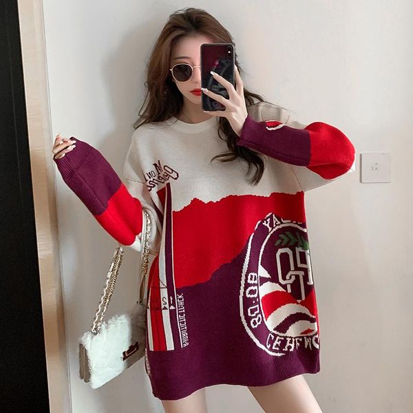 

autumn winter clothes new korean version chic loose crew neck pullover sweater women red versatile student bottoming shirt top, White;black