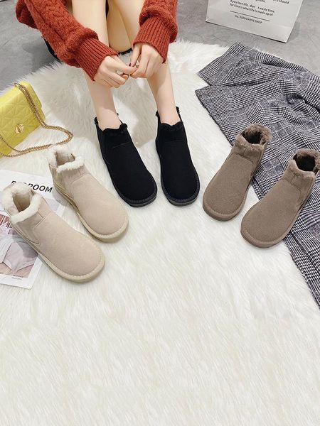 

lady boots leather women's shoes australia platform round toe luxury designer flat heel boots-women snow rubber, Black