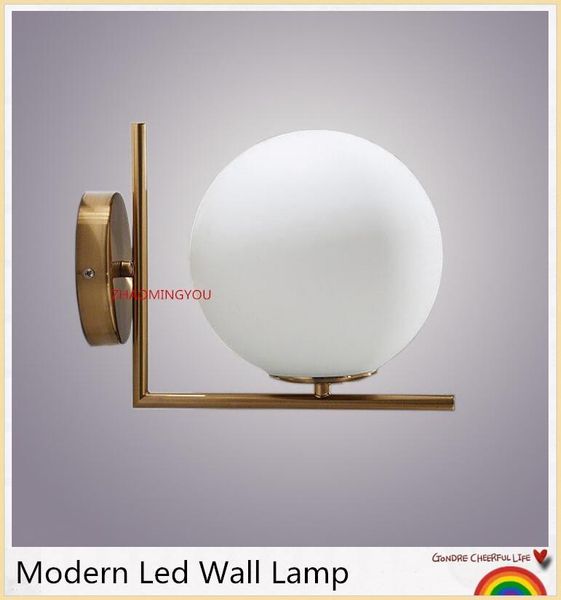 

wall lamp 1pcs modern led sconce for living room bedroom light iron body glass lampshade bathroom retro