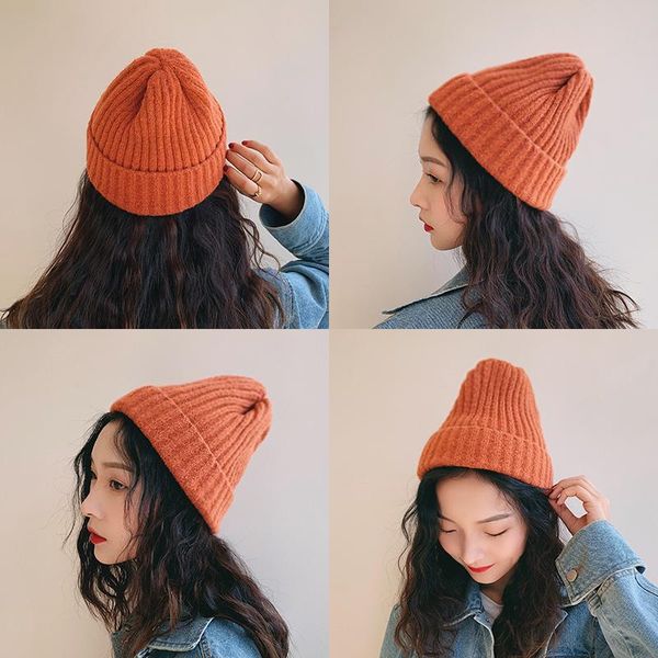 

new candy colors winter hat women knitted hat warm soft trendy style wool beanie elegant all-match, Blue;gray