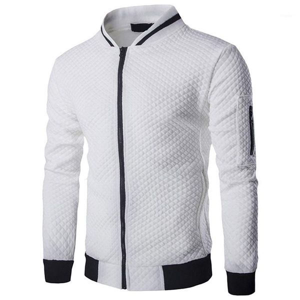 

tang 2019 autumn new trend white fashion men's jackets clothes men's veste homme bomber fit argyle zipper jacket casual jacket1, Black;brown