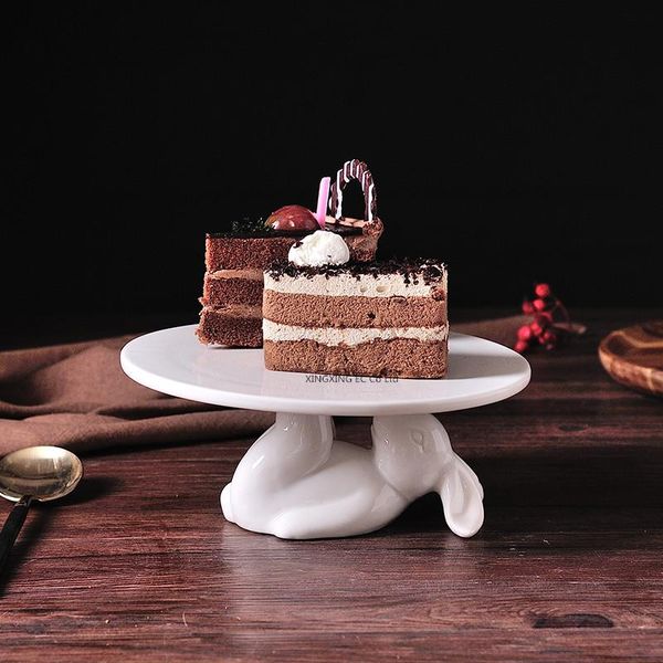 Backengebäckwerkzeuge Europäische Kuchenablage Weißer Keramik Teller Haushalt Runde Obst Hochzeit Dekoration Nachmittag Tee Dessert