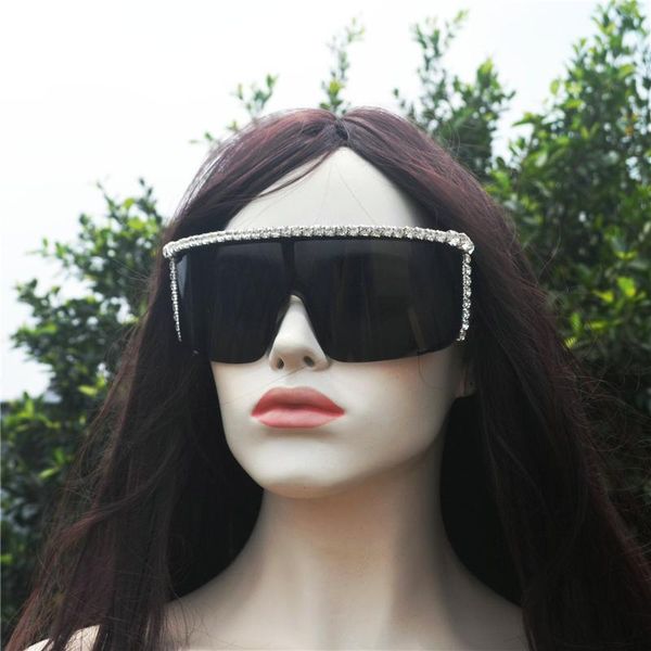 

sunglasses vintage flat women brand designer crystal decoration oversized sun glasses men fashion shield eyewear nx, White;black