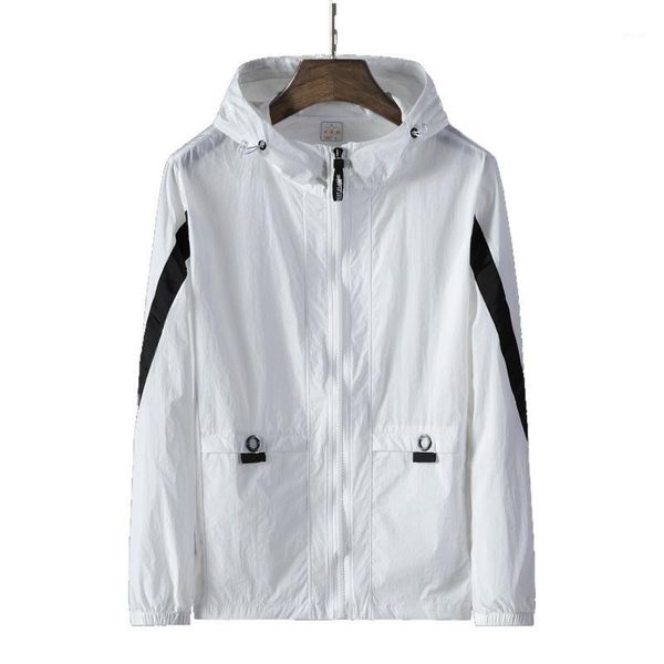 

summer outdoor hooded sun protection clothing ultra-thin breathable couple cycling skin clothing jacket large size s-8xl1, Black;white