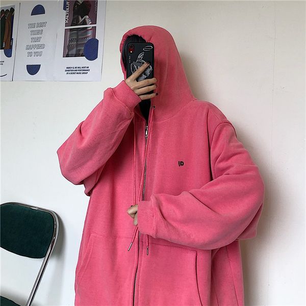 

solid color hooded cardigan sweater cashmere thickened girlfriend winter style 2020 loose oversize fashion fcen, Black