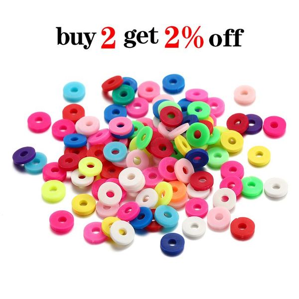 

15inch 4 mm flat round clay beads polymer mixed colors spacer loose beads for bracelet diy jewelry making supplies co sqclqz