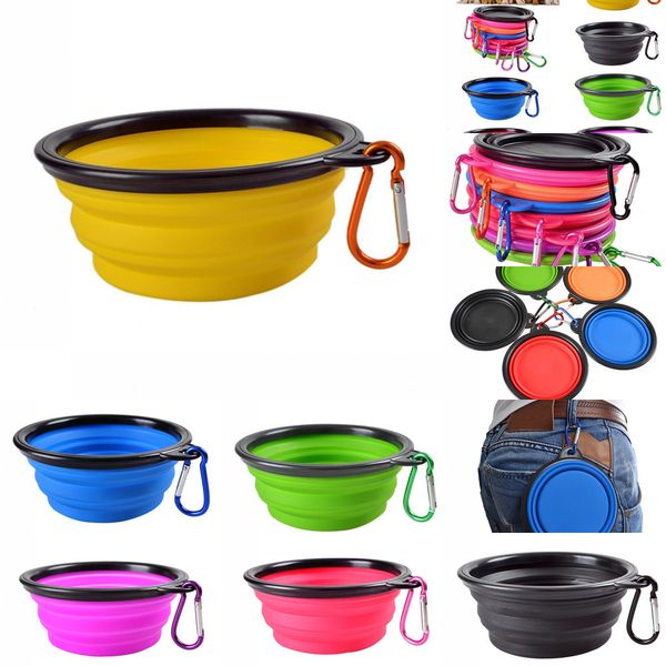 

dog pet cat solid bowl folding color collapsible silicone puppy doggy feeder water food container foldable style 4 nop2o