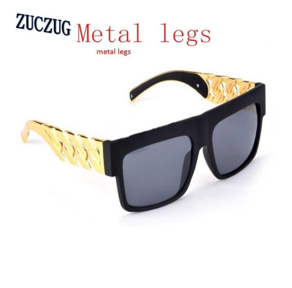 

sunglasses brand designer metal legs gold color chain twisted fashion sun glasses female oversized big frame women/men vintage, White;black