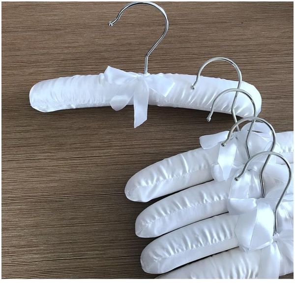 

15pcs 25cm satin padded hanger silk wrapped clothes hanger clothes hanging silver hook sponge hangers clothes for child bbyxur