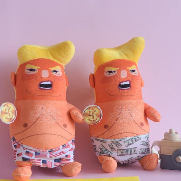 

9 inch us donald trump funny doll president model kids japanese boutique national flag dollar panties decompression toys q0115