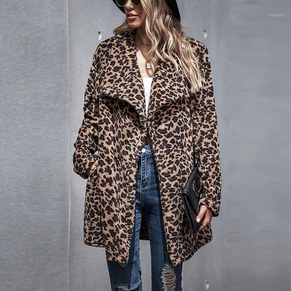 

2021 overcoat autumn winter women leopard coat stylish female thick warm imitation fur jacket outerwear casual girls streetwear1, Black