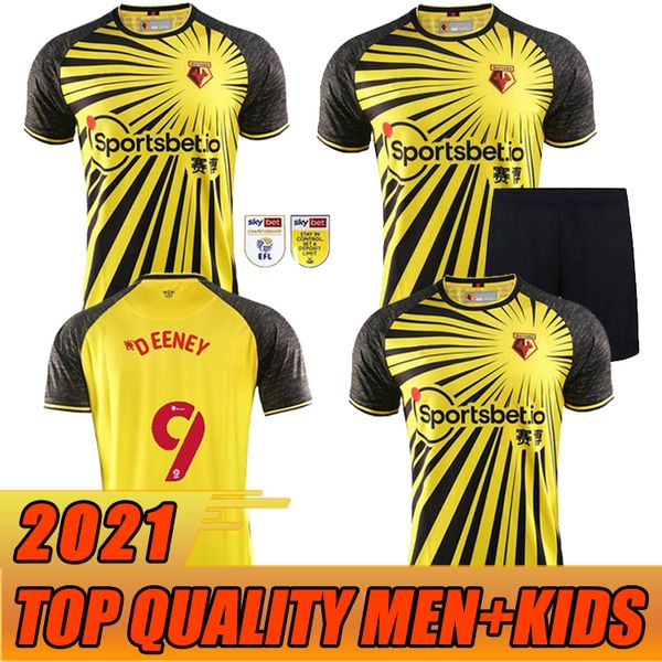

20 21 kelme watford f.c. home yellow soccer jersey 2020 2021 watford f.c. men shorts high-quality football shirt, Black;yellow