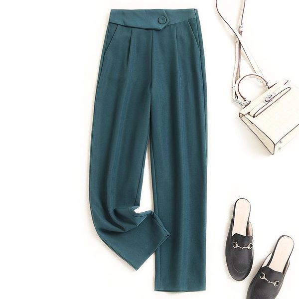 

lady fall office 2021 ankle-length pantalones de mujer pants for women korean style zipper high waist, Black;white