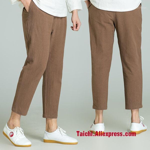 

martial arts pants handmade linen trousers art chinese stlye1, Black;red