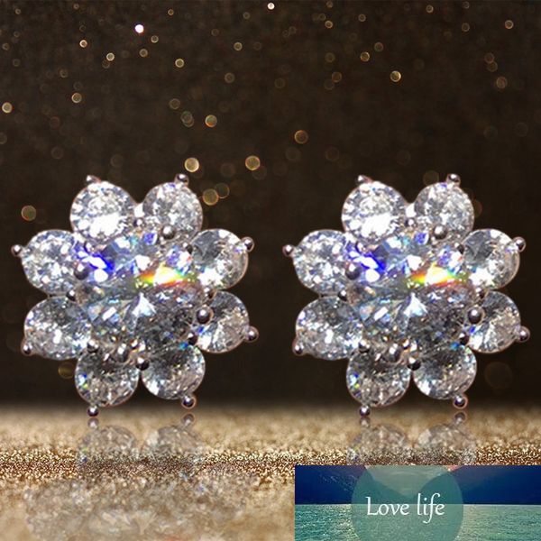 

new fashion rhinestone crystal stud earring cute winter snowflake earrings for women wedding party fine jewelry, Golden;silver