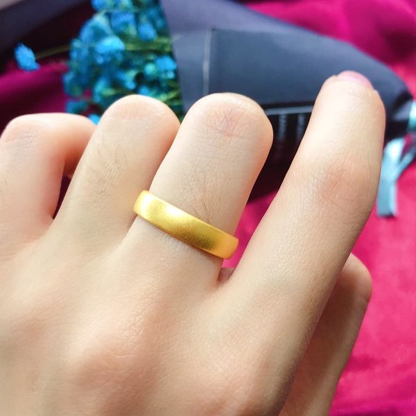 

hx 24k pure ring real au 999 solid gold rings elegant shiny heart beautiful upscale trendy jewelry sell new 2020 q1219, Golden;silver