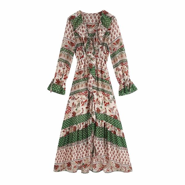 

women vintage chiffon dress summer long sleeve v-neck cascading ruffle dresses female elegant fashion street dress vestidos y200805, Black;pink