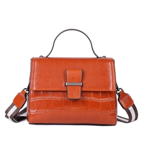 

shoulder bags female women bag oil wax leather crossbody small square casual flats fashion