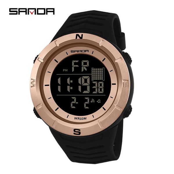 

sanda sports watch мужчины многофункциональный хронограф водонепроницаемые часы мужской светодиодные цифровые наручные часы мужской relogio, Silver