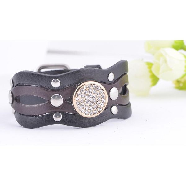 

fashion men women ginger snap genuine leather bracelet diy snap jewelry bracelet wristbands fit 18mm ginge wmtyhf whole2019, Golden;silver