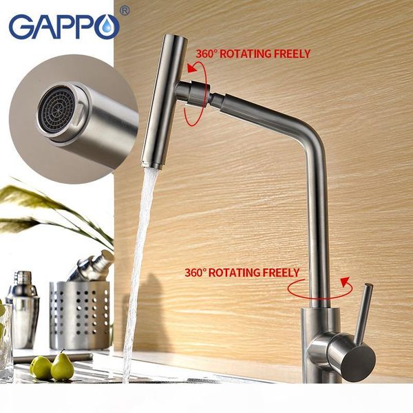

gappo kitchen faucet single handle 360 degree swivel spout 304 stainless steel kitchen tap mixer kitchen mixer faucets waterfall t200424