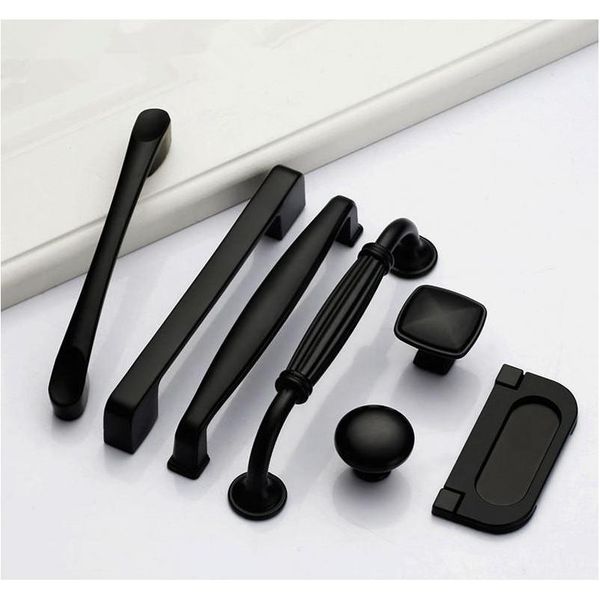 

aluminum black paint hole handles pulls furniture door holder hardware accessories drawer door handle american black cabinet wardrobe