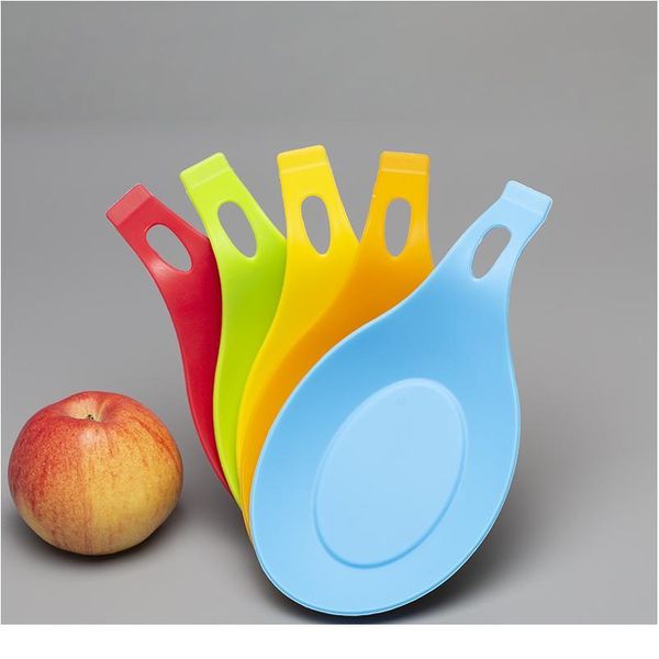 

1pcs food grade sile spoon holder mat heat resistant placemat spoon rests stand rack gadget kitchen tools pad acc sqcpyv