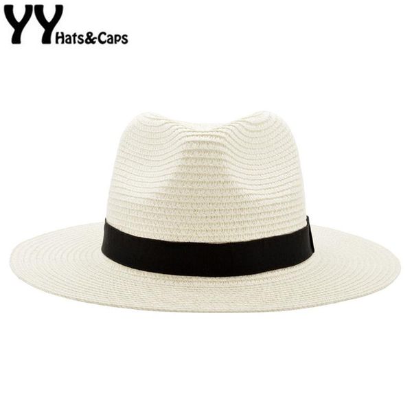 

stingy brim hats wide summer fedora jazz cap straw panama for men sun women beach caps couple visor chapeu yy18030, Blue;gray
