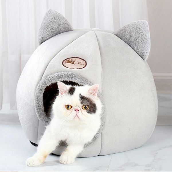 

cat beds & furniture cat's nest winter semi-enclosed warm kennel plus velvet round pet comfortable bed small mat cave for household ite