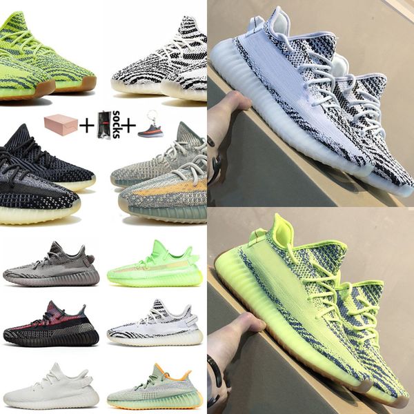 

new arrival 2021 kanye running sport shoes carbon israfil tail light mens womens yecheil cream gid glow static black west trainers sneakers, White;red