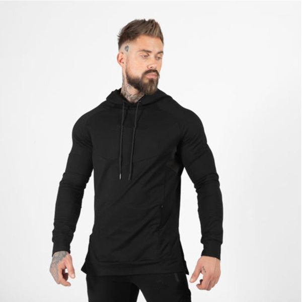 

autumn winter running training long sleeves hoodies gyms fitness bodybuilding fashion breathable brand clothing1, Black
