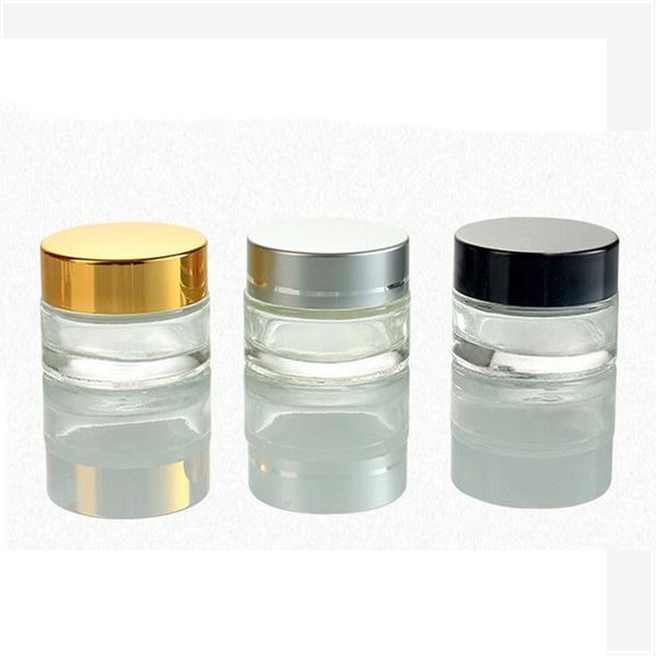 5g/5ml 10g/10ml Vaso cosmetico vuoto per ombretto Trucco Crema per il viso Bottiglia contenitore con coperchio nero argento oro e cuscinetto interno