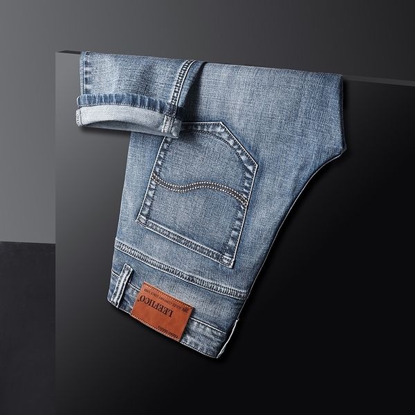 

young men's slim straight denim jeans autumn brand clothing high-quality cotton stretch comfortable fashion classic jeans 201111, Blue