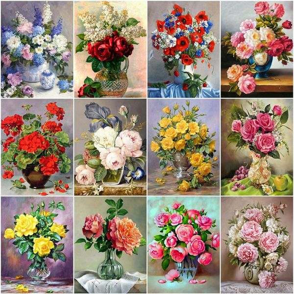 

paintings evershine full square round diamond painting peony cross stitch kit embroidery sale flower mosaic rhinestone art