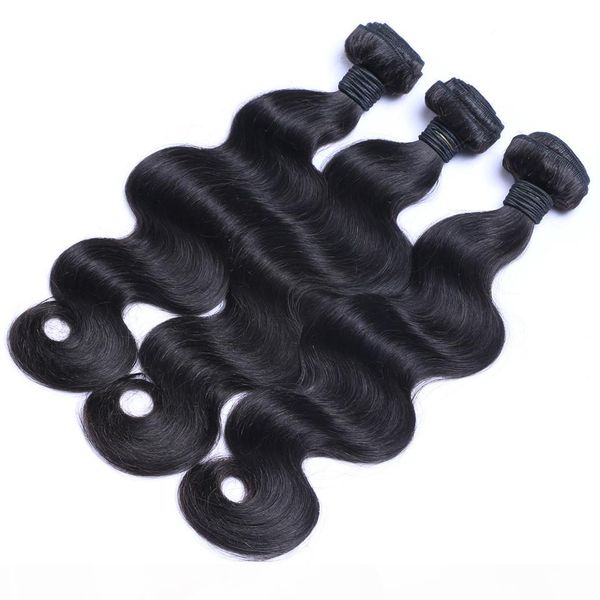

brazilian body wave human virgin hair weaves natural black color double wefts 3pcs lot full head remy hair extensions can be dyed bleached