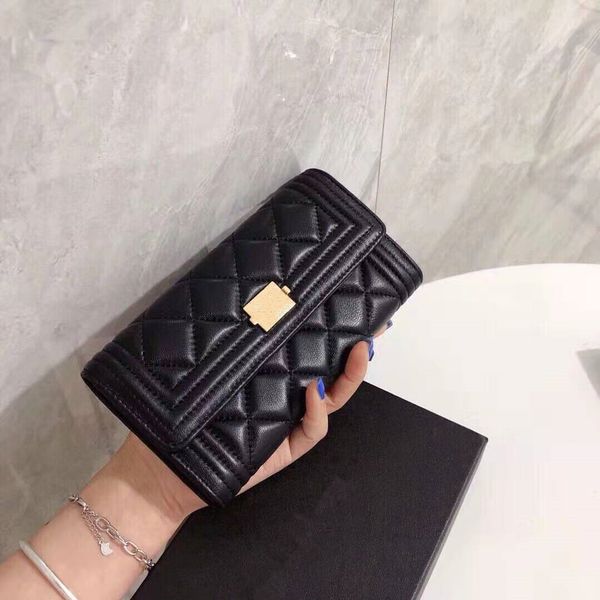 

new luxurys designer selling classic genuine leather gold quilted wallet ladies long wallet fashion clutch coin card holder purse, Red;black
