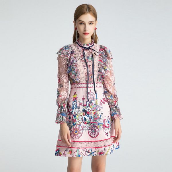 

2021 весна летняя стойка воротник мода милана взлетно-посадочная полоса платье designer платье бренд тирт стиль платье 1228-34, Black