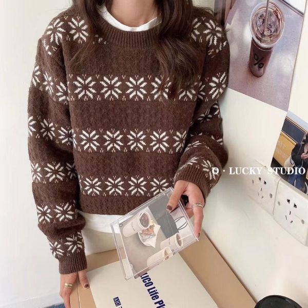 

autumn winter sweater woman christmas long sleeve jumper female retro woman sweater1, White;black