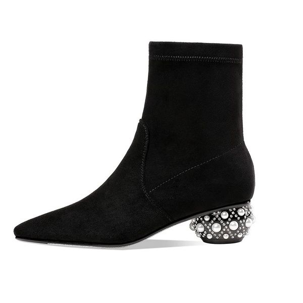 

dovereiss fashion women's shoes winter zipper elegant beige concise mature zipper buckle slip on short boots big size 43, Black