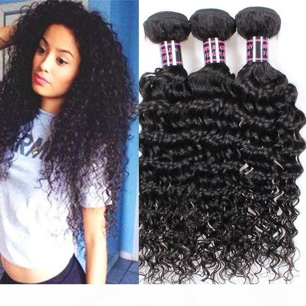 

3pcs lot brazilian deep wave virgin hair,hair products human hair weaves, Black