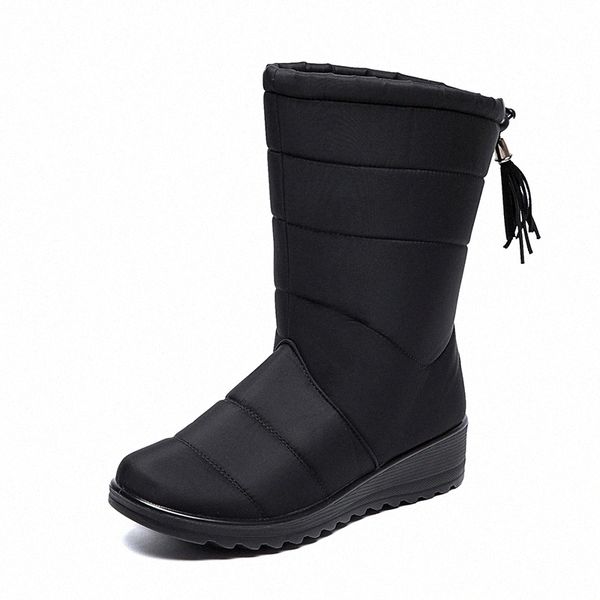 

women mid- calf boots 2020 winer warm shoes outdoor waterproof snow boots tassel thick plush flat ladies woman footwear #bo0i