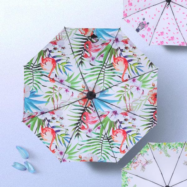 

personality fashion small black umbrella 3 folded black rubber umbrella