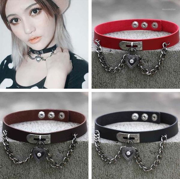 

pu leather choker necklace gift for women holographic choker heart metal laser collar chocker fashion jewelry1, Golden;silver